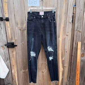 Revise Denim Womens 31 High Waisted Skinny Straight Leg Jeans Black 100% Cotton